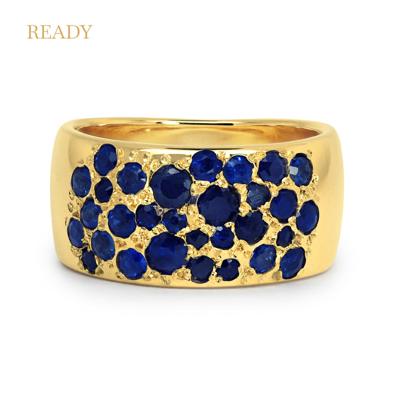 Broken Stars Recycled Gold & Sapphire Ring