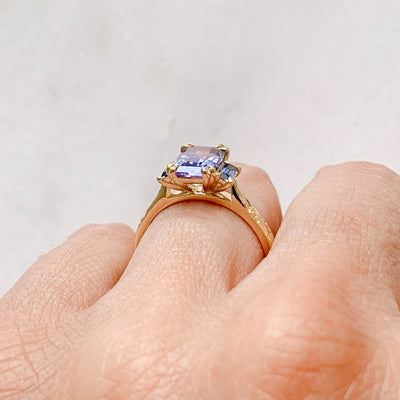 Fancy Blue Sapphire Trilogy Engagement Ring