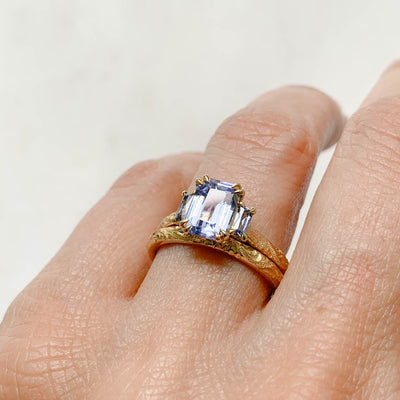 Fancy Blue Sapphire Trilogy Engagement Ring